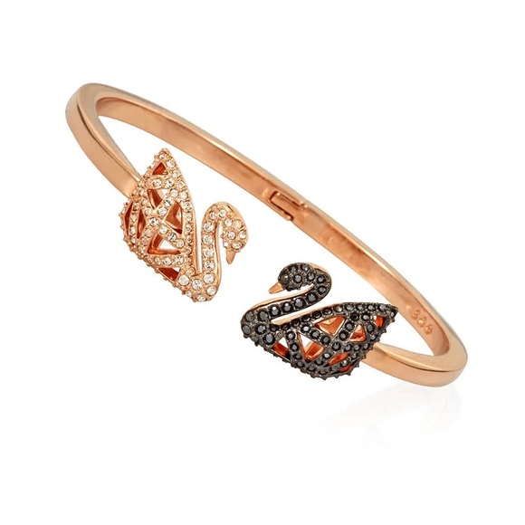 SWAROVSKI ROSE GOLD & BLACL BANGLE - Picture 1 of 4